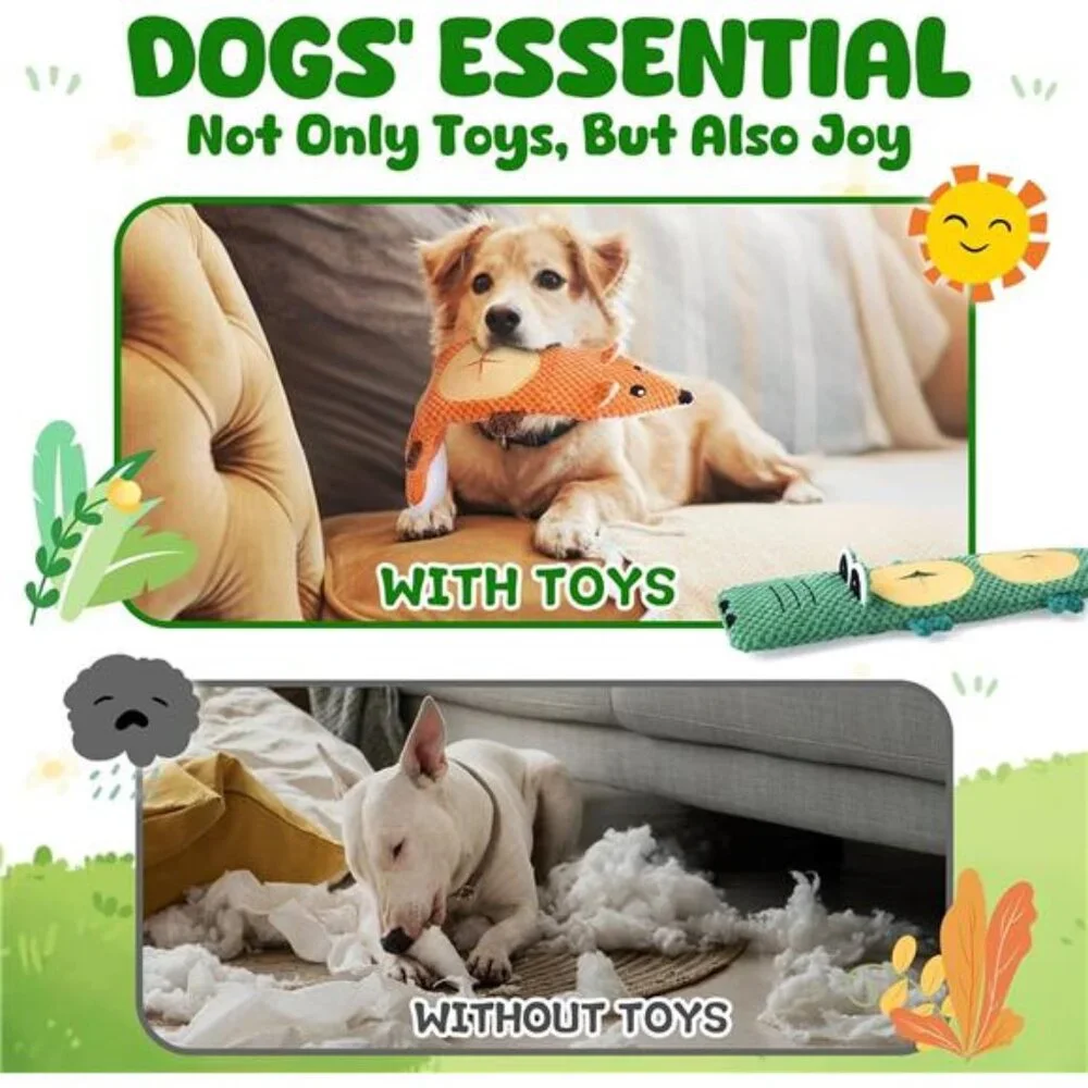 Dog Toys for Aggressive Chewers, 2 Pack No Stuffing Interactive Dog